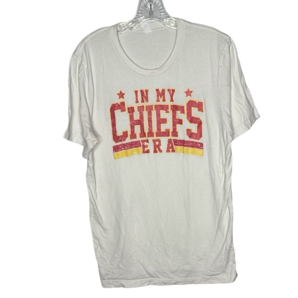 In My Chiefs Era Bella Canvas White and Red Short Sleeve T-shirt. Size Medium.